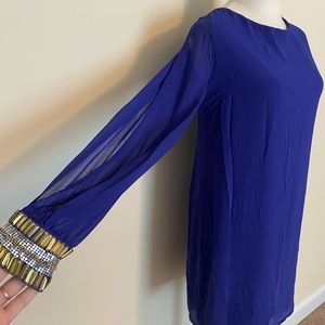 Royal Blue Egyptian Goddess Style Long-Sleeve Dress